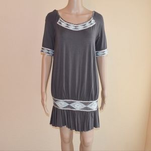 KANIKA CRUZ Gray Beaded Drop Waist Mini Dress